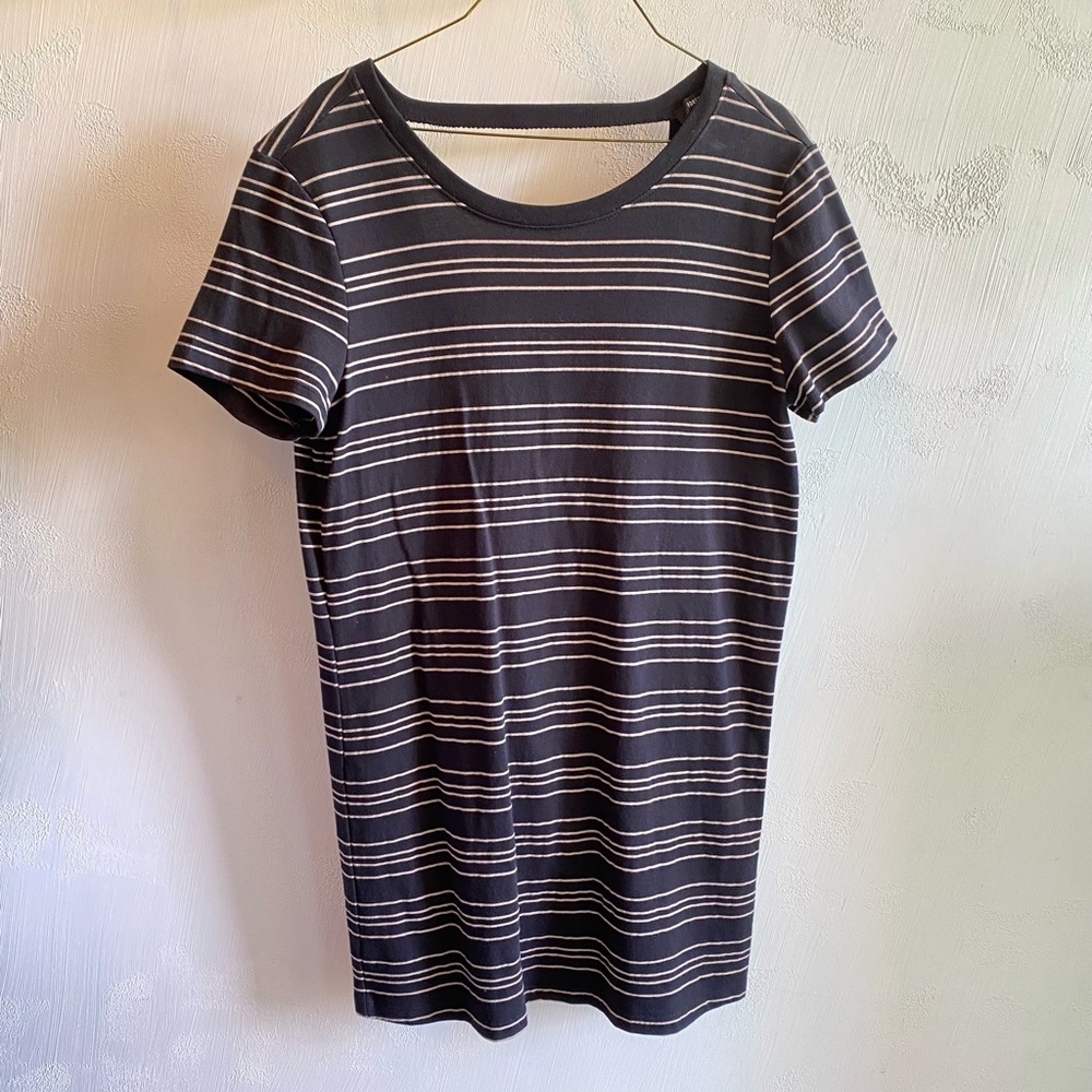 Forever 21 black stripped dress with cutout V back